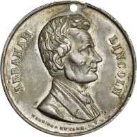 1860 Abraham Lincoln. DeWitt-AL 1860-6. Lead. 39.6 mm. Extremely Fine, pierced.