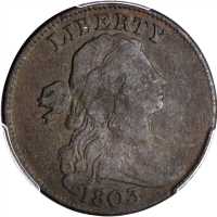 1803 Draped Bust Cent. S-246. Rarity-3. Small Date, Small Fraction. VF Details--Environmental Damage