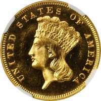 1887 Three-Dollar Gold Piece. Proof-66 Cameo (NGC).