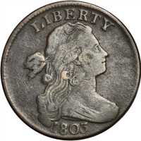 1803 Draped Bust Cent. S-260. Rarity-1. Small Date, Large Fraction. Fine-12 Surfaces Smoothed, Porou