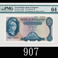 1961-63年英伦银行5镑1961-63 Bank of England 5 Pounds, ND, s/n H79 727570. PMG 64 Choice UNC