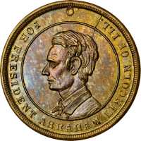 1860 Abraham Lincoln. DeWitt-AL 1860-61. Brass. 21.7 mm. Choice MS-63 (NGC).