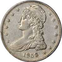 1838 Capped Bust Half Dollar. Reeded Edge. HALF DOL. GR-4. Rarity-1. EF Details--Cleaned (PCGS).