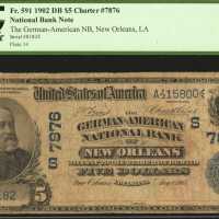 New Orleans, Louisiana. $5 1902 Date Back. Fr. 591. The German-American NB. Charter #7876. PCGS Very