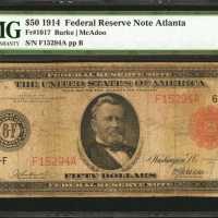 Fr. 1017. 1914 $50 Federal Reserve Note. Atlanta. Red Seal. PMG Choice Fine 15.