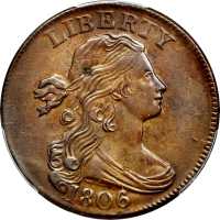 1806 Draped Bust Cent. S-270, the only known dies. Rarity-1. AU-55 (PCGS).