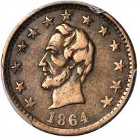 1864 Abraham Lincoln / Freedom. Fuld-127/295 d, DeWitt-AL 1864-48, Cunningham 5-410, King-200. Rarit