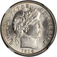 1914 Barber Dime. MS-64 (NGC).