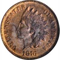 1876 Indian Cent. PR-64 RB (PCGS).