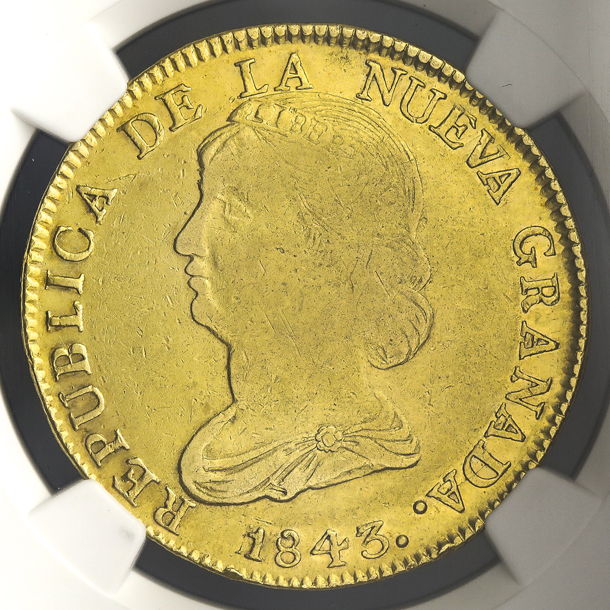 COLOMBIA コロンビア 16Pesos 1843UM NGC-VF30 F+