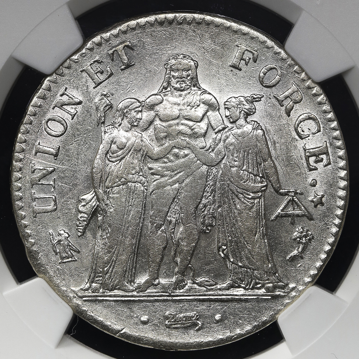 FRANCE 1st Rep 第一共和政(1792~1804) 5France AN5(1796/7)A NGC-AU53 -EF