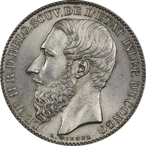 CONGO Belgian Congo ベ儿ギー领コンゴ 2Francs 1887 AU
