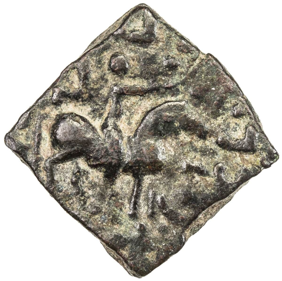 India - Ancient，INDO-SCYTHIAN: Mujatria, 1st century AD, AE square fractional (1.74g), Senior-147, C