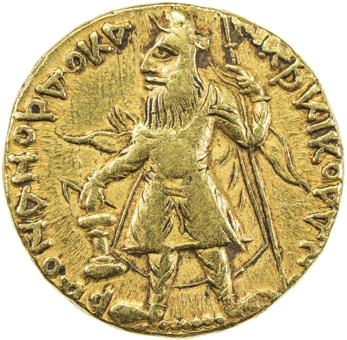 India - Ancient，KUSHAN: Kanishka I, ca. 127-147, AV dinar (7.92g), G-35, king standing, holding lanc