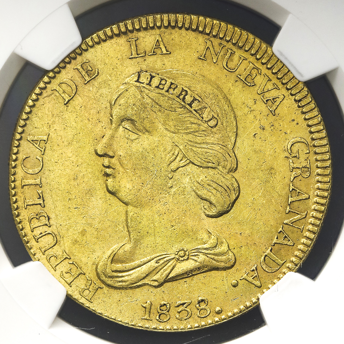COLOMBIA コロンビア 16Pesos 1838RS NGC-MS62 -UNC