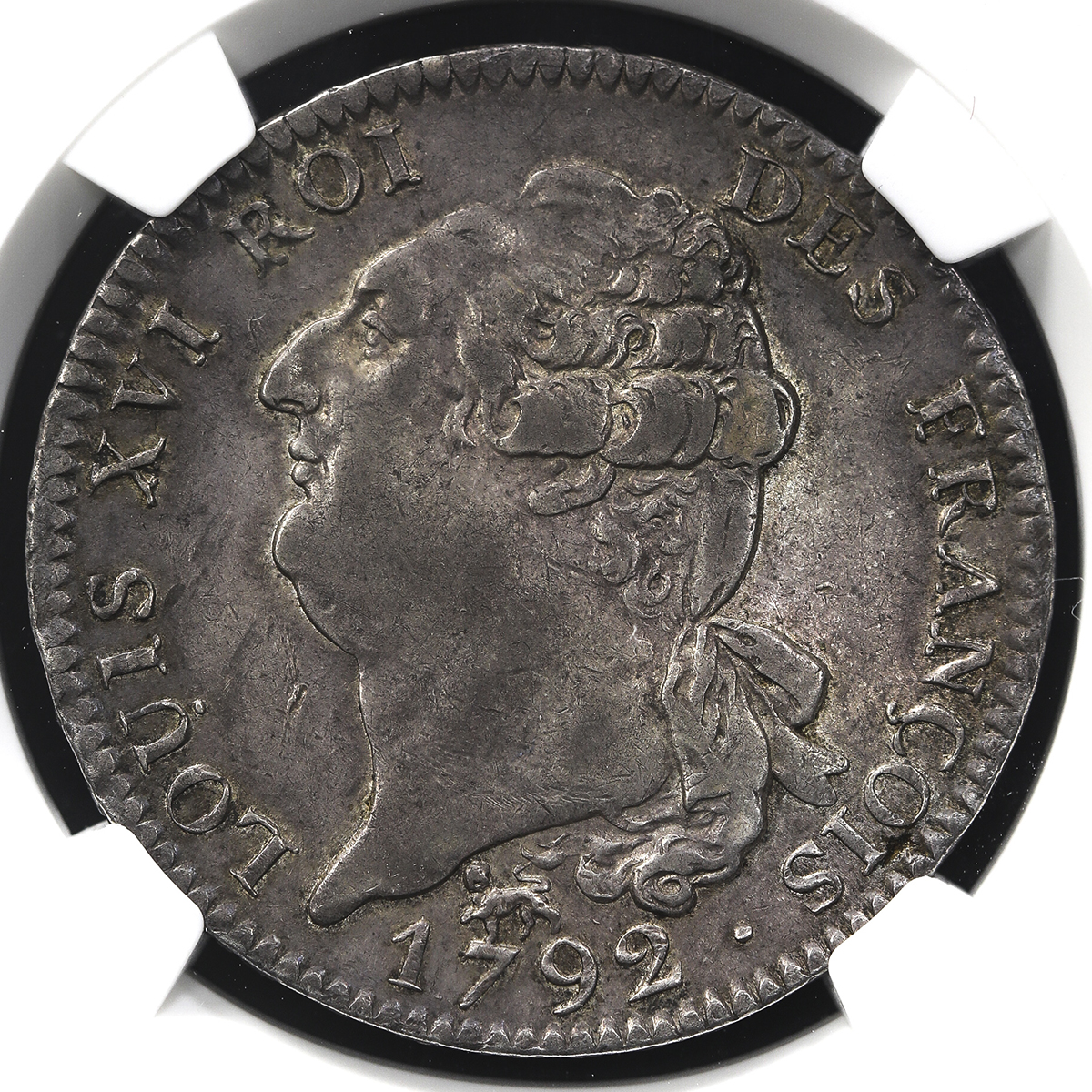 FRANCE Louis XVI 儿イ16世(1774~92) Ecu de 6 Livres 1792A NGC-AU53 トーン -EF