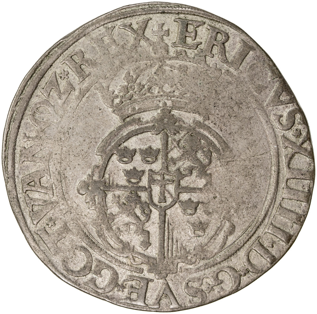 World Coins - Europe，SWEDEN: Erik XIV, 1560-1568, AR 2 mark (22.96g), 1563, SM-17, Hob-22, crowned a