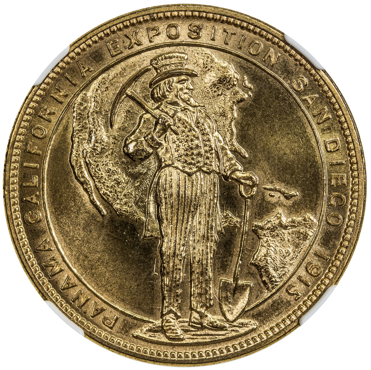 US Coins, Tokens & Medals，UNITED STATES:1915, gilt bronze medal, H&K-428, NGC graded MS65, 