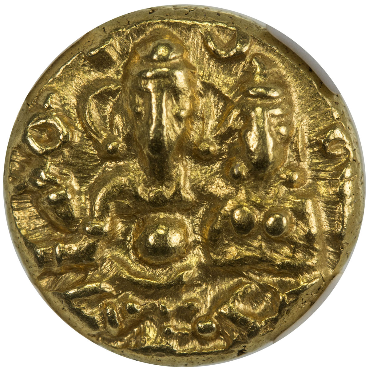 India - Medieval，VIJAYANAGAR: Hari Hari II, 1377-1404, AV ½ pagoda, Mitch-SI-412, Siva & Parvati sea