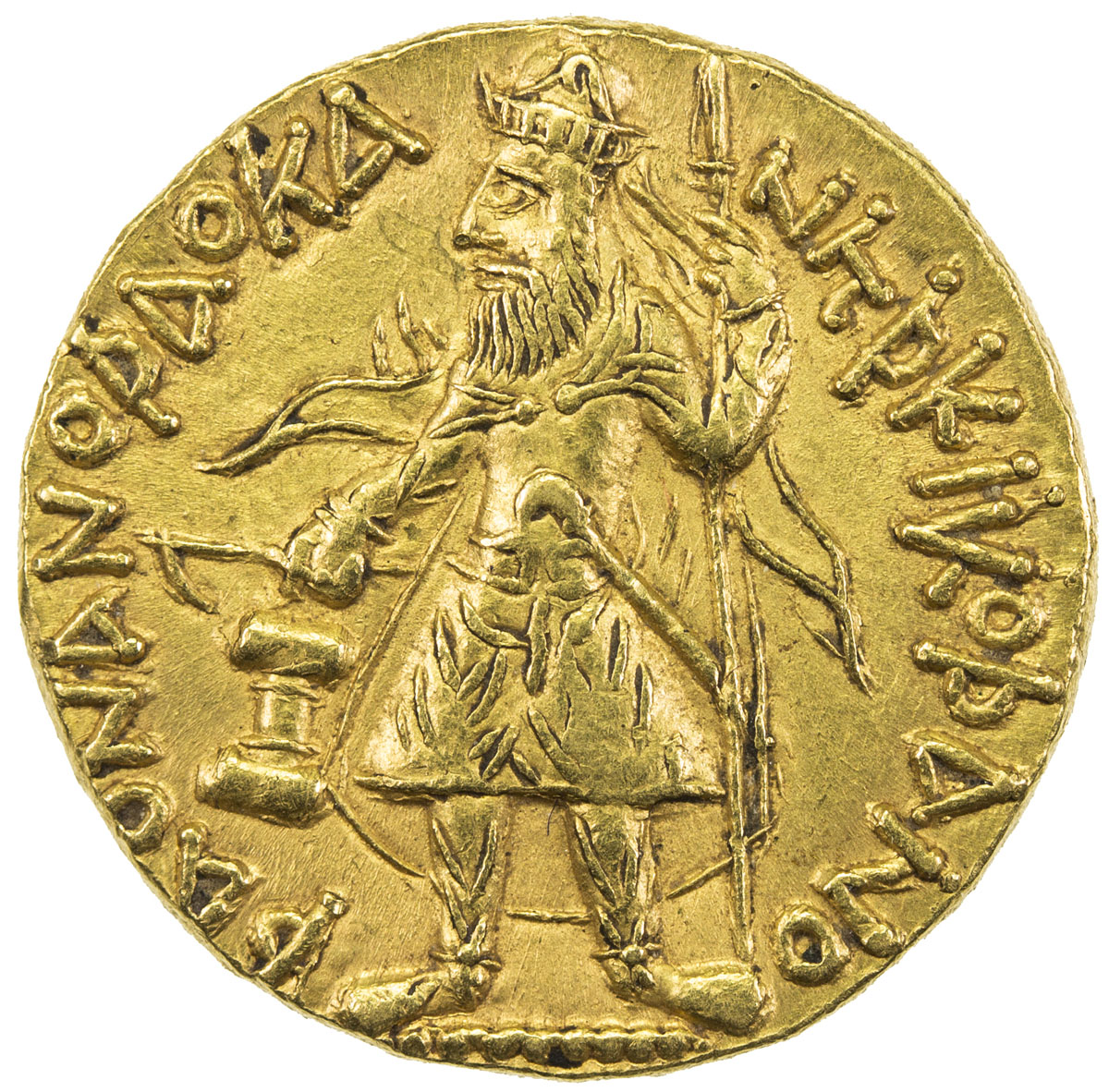 India - Ancient，KUSHAN: Kanishka I, ca. 127-147, AV dinar (7.96g), G-63.8 (same dies), king standing