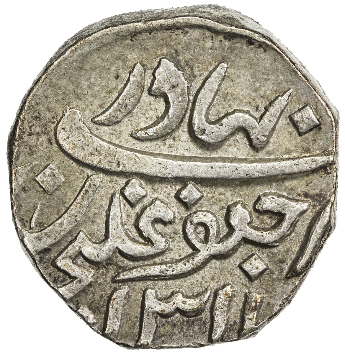 India - Princely States，CAMBAY: Jafar Ali Khan, 1880-1915, AR rupee (11.54g), Khanbayat, AH1311, Y-1
