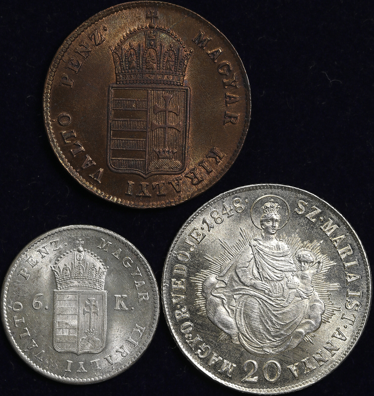 HUNGARY ハンガリー Krajczar 1848/6Krajczar 1849/20Krajczar 1848 返品不可 要下见 Sold as is No returns AU~UNC