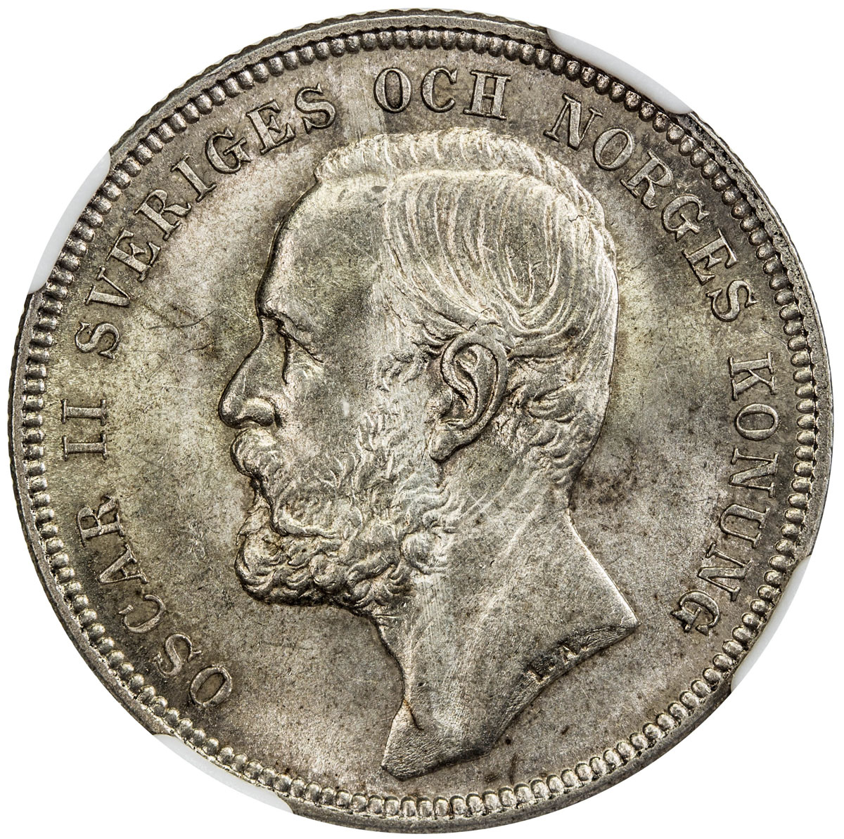 World Coins - Europe，SWEDEN: Oscar II, 1872-1907, AR krona, 1903, KM-535, Y-29, initials EB, nice lu