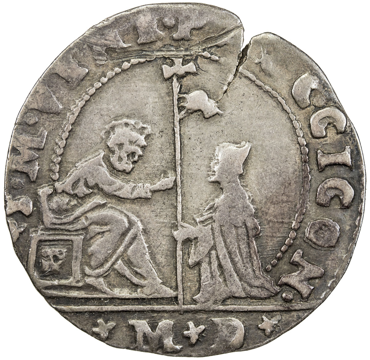 World Coins - Europe，VENICE: Pasquale Cicogna, 1585-1595, AR 20 soldi (4.38g), Paol-7, St. Mark enth