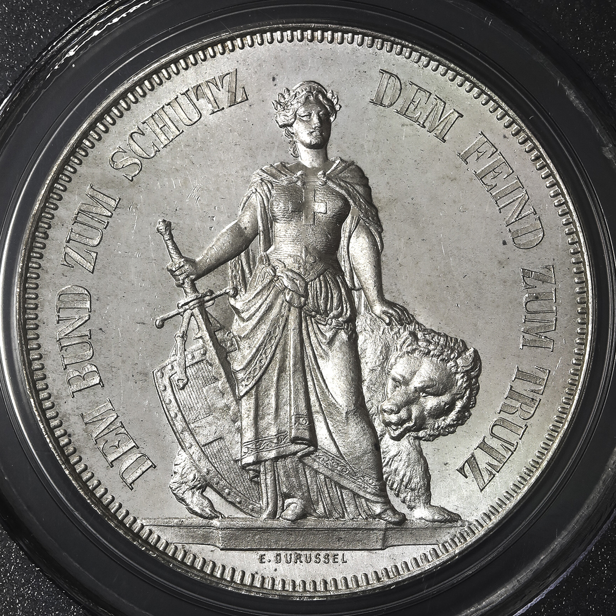 SWITZERLAND Shooting Festival 射击节 5Francs 1885 PCGS-MS65 UNC~FDC