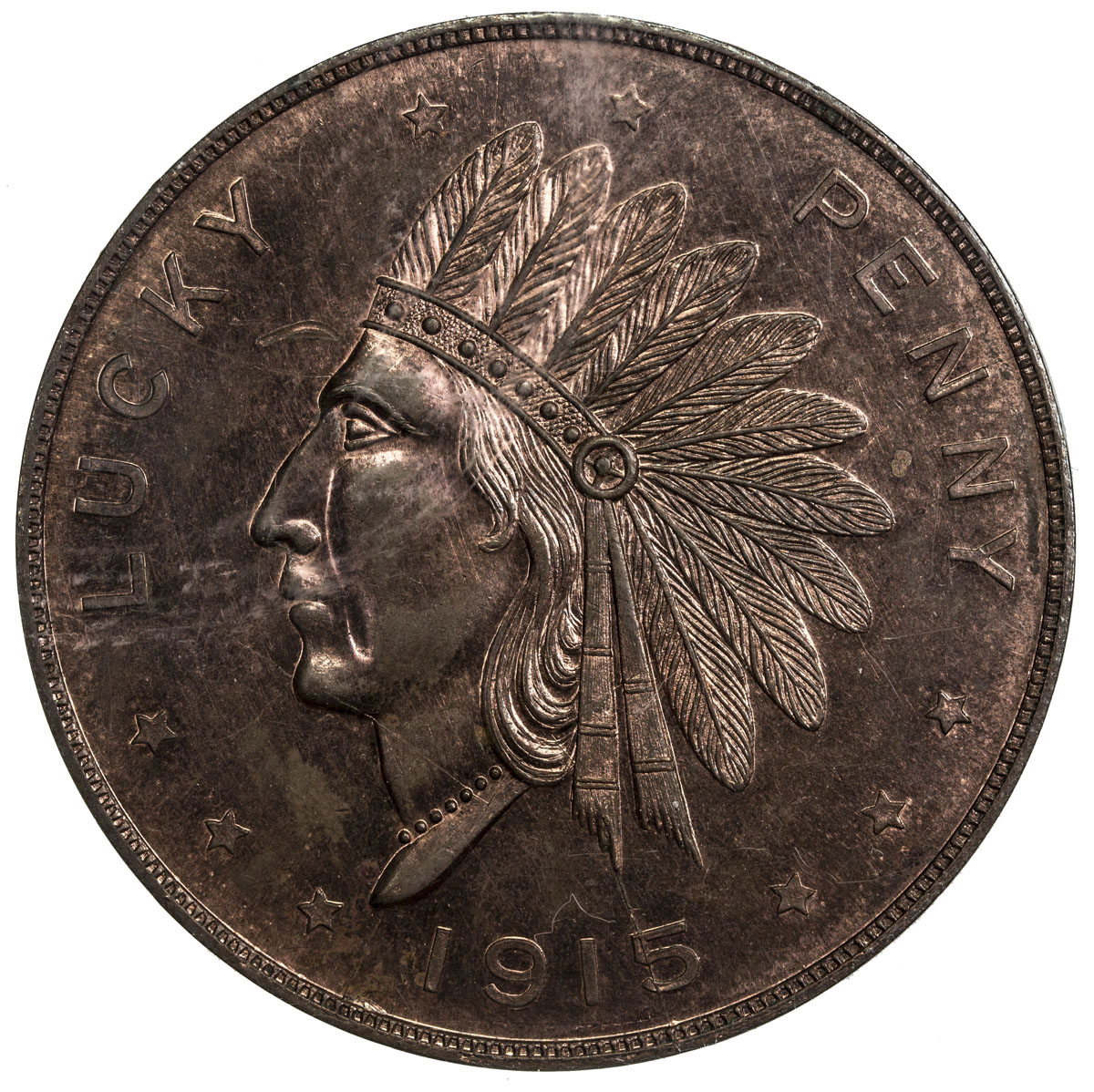 US Coins, Tokens & Medals，UNITED STATES:1915, bronze token, NGC graded MS62 RB, 51mm, LUCKY PENNY ar