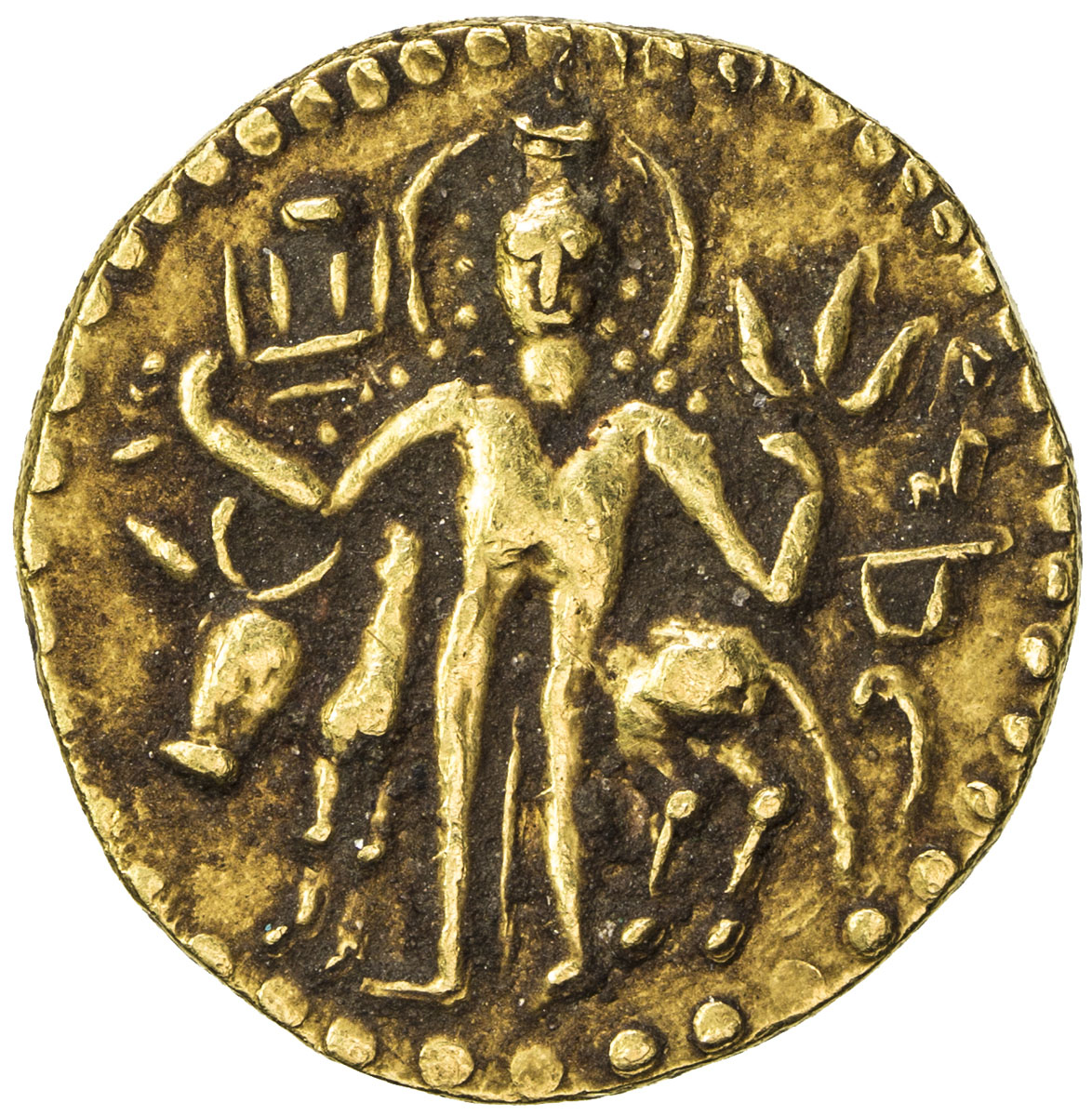 India - Ancient，KUSHAN: Kanishka II, ca. 226-240, AV dinar (7.60g), crude standing king, holding two