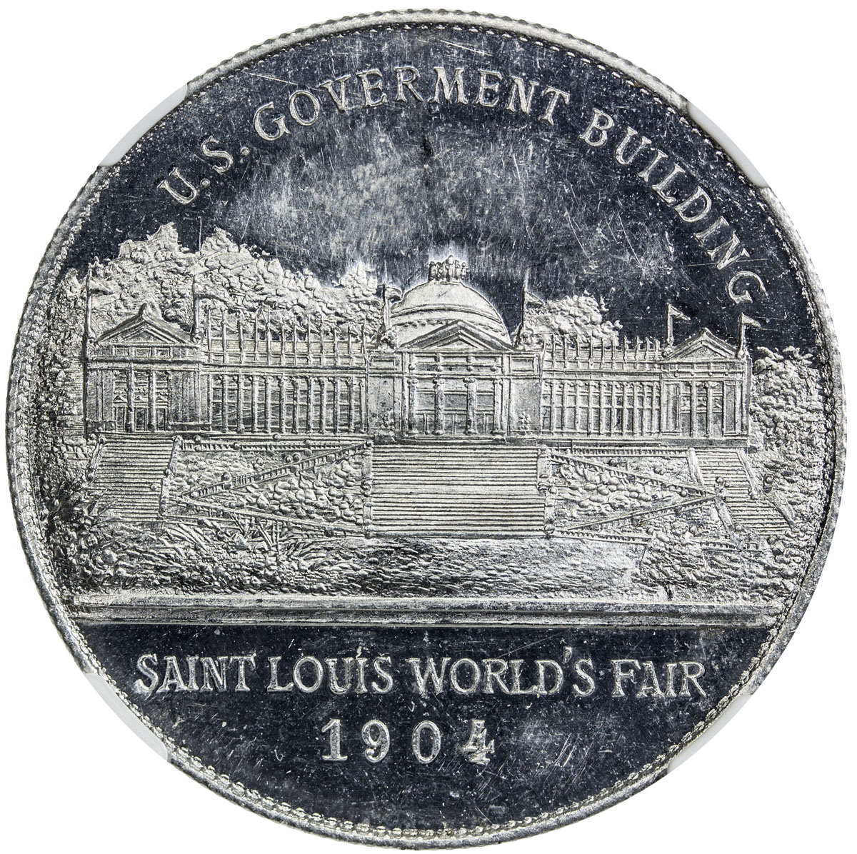 US Coins, Tokens & Medals，UNITED STATES:1904, aluminum medal, H&K-322e, NGC graded MS62, 