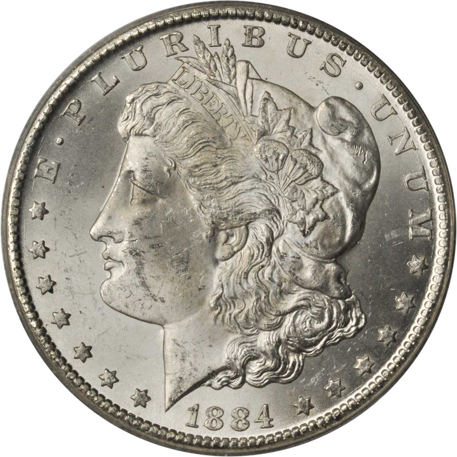 1884-CC Morgan Silver Dollar. MS-63 (ANACS).