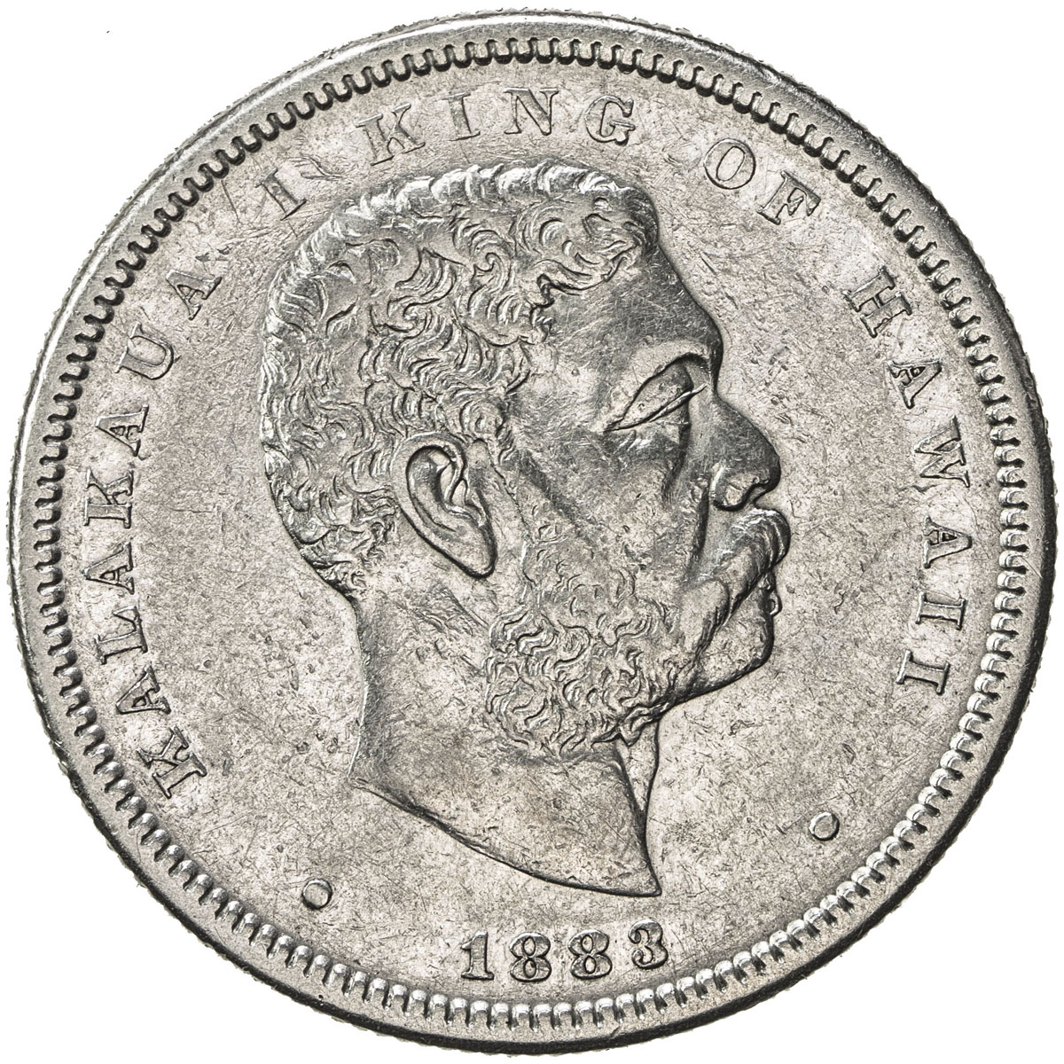 World Coins - Australia & Pacific，HAWAII: Kalakaua, 1874-1891, AR half dollar (hapalua), 1883, KM-6,
