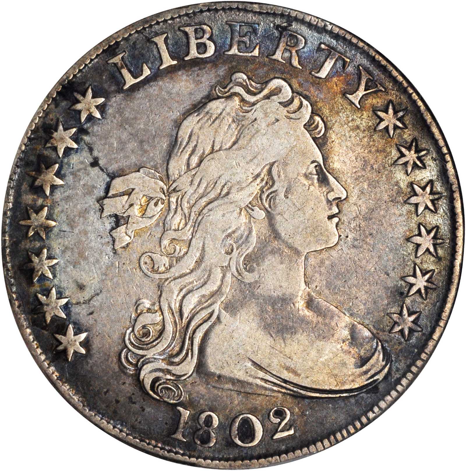 1802 Draped Bust Silver Dollar. BB-241, B-6. Rarity-1. Narrow Date. VF-20 (ANACS). OH.