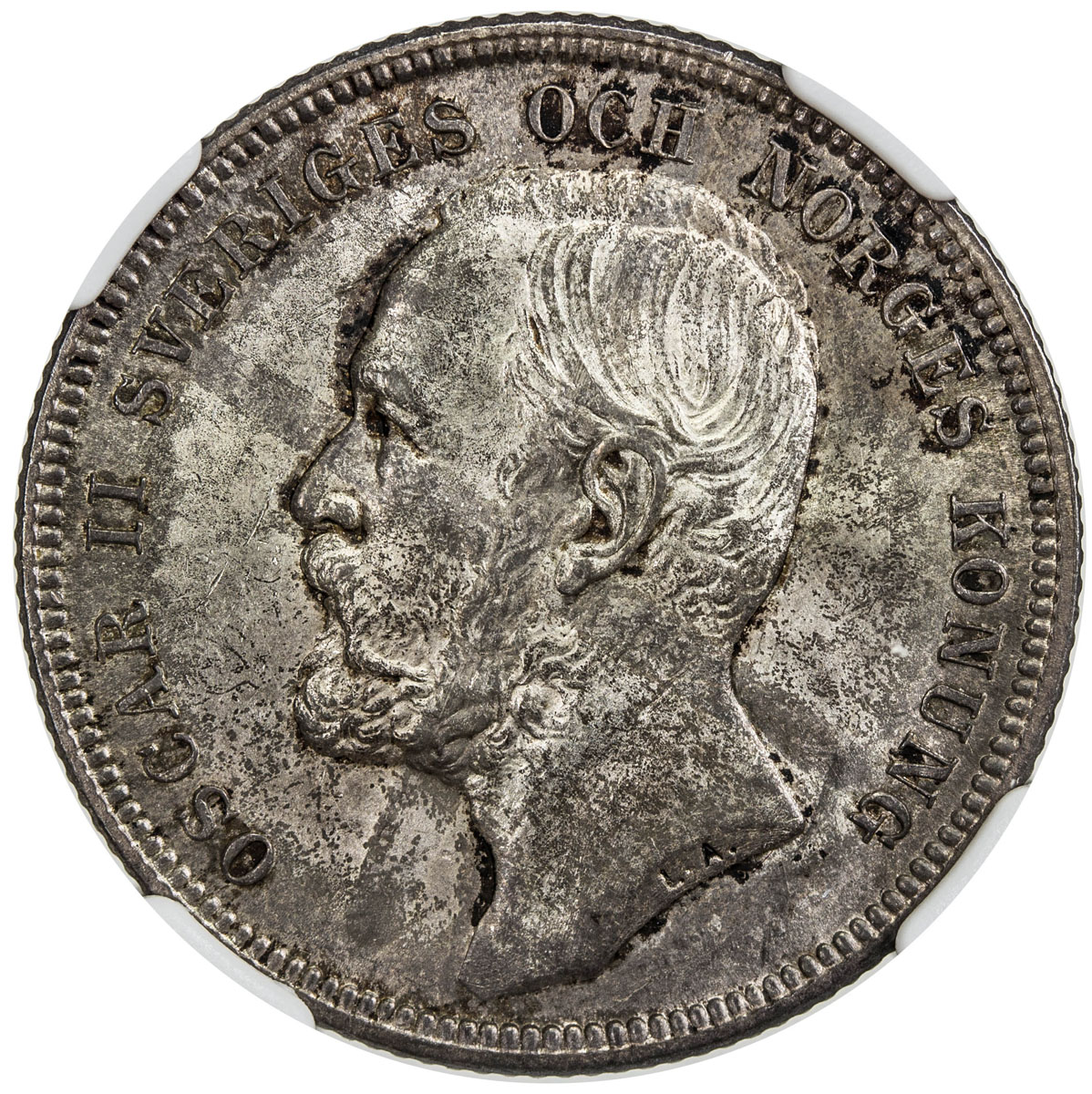 World Coins - Europe，SWEDEN: Oscar II, 1872-1907, AR krona, 1904, KM-535, Y-29, initials EB, light u