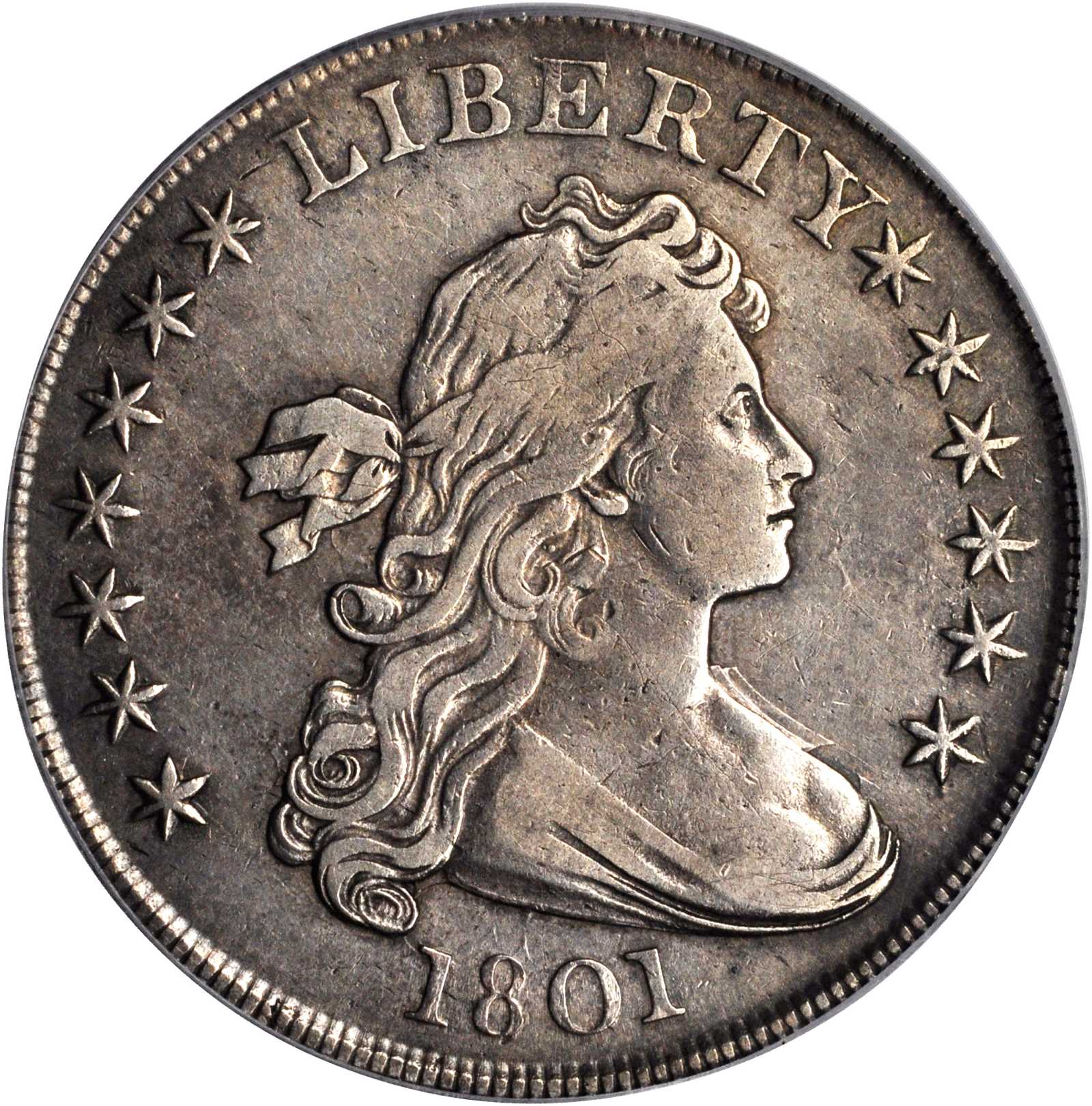 1801 Draped Bust Silver Dollar. BB-212, B-2. Rarity-3. VF Details--Altered Surfaces (PCGS).