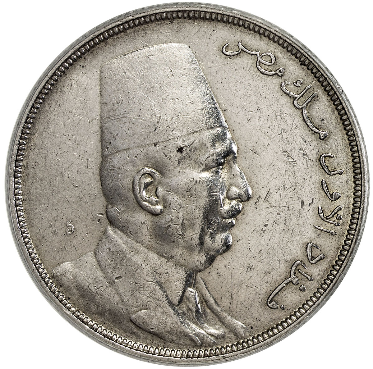 World Coins - Africa，EGYPT: Fuad, as King, 1922-1936, AR 20 qirsh, 1923-H/AH1341, KM-338, cleaned, P