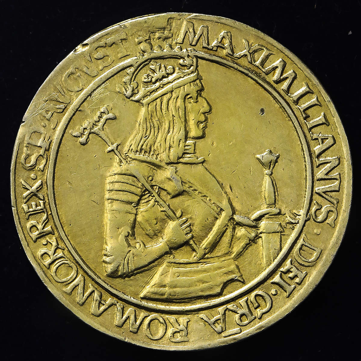 HOUSE OF HABSBURG Maximiliam I マクシミリアン1世(1493~1519) Guldiner ND(1504~06)  Plated,Altered surface 金メッ