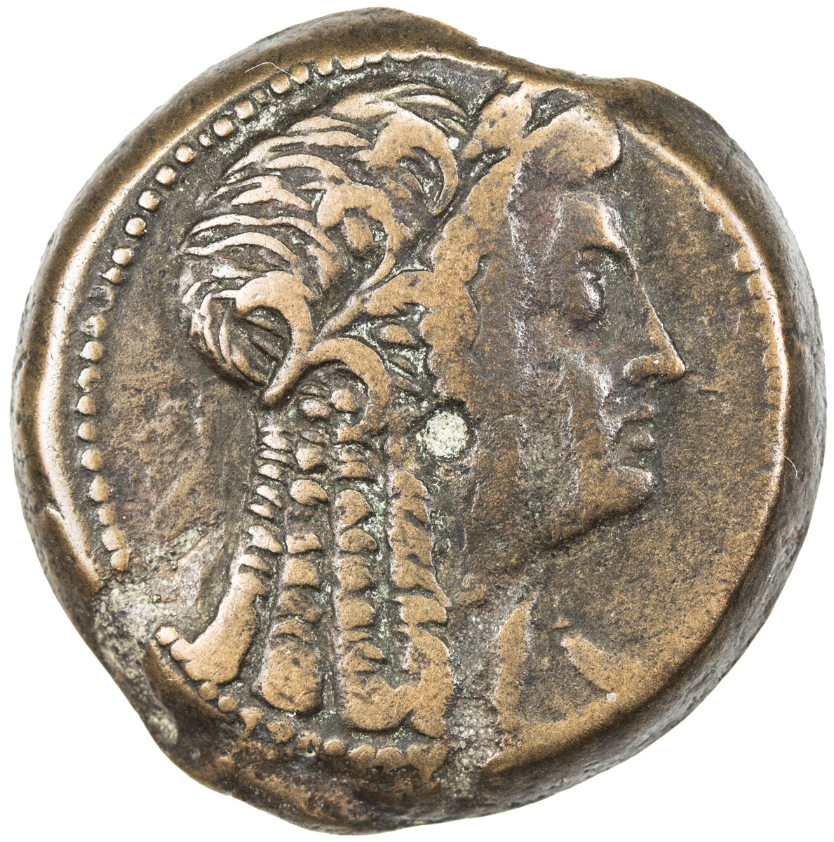 Ancient - Egypt，PTOLEMAIS: Ptolemy VI Philometor, 180-145 BC, AE 28 (15.02g), S-7905, Head of Cleopa