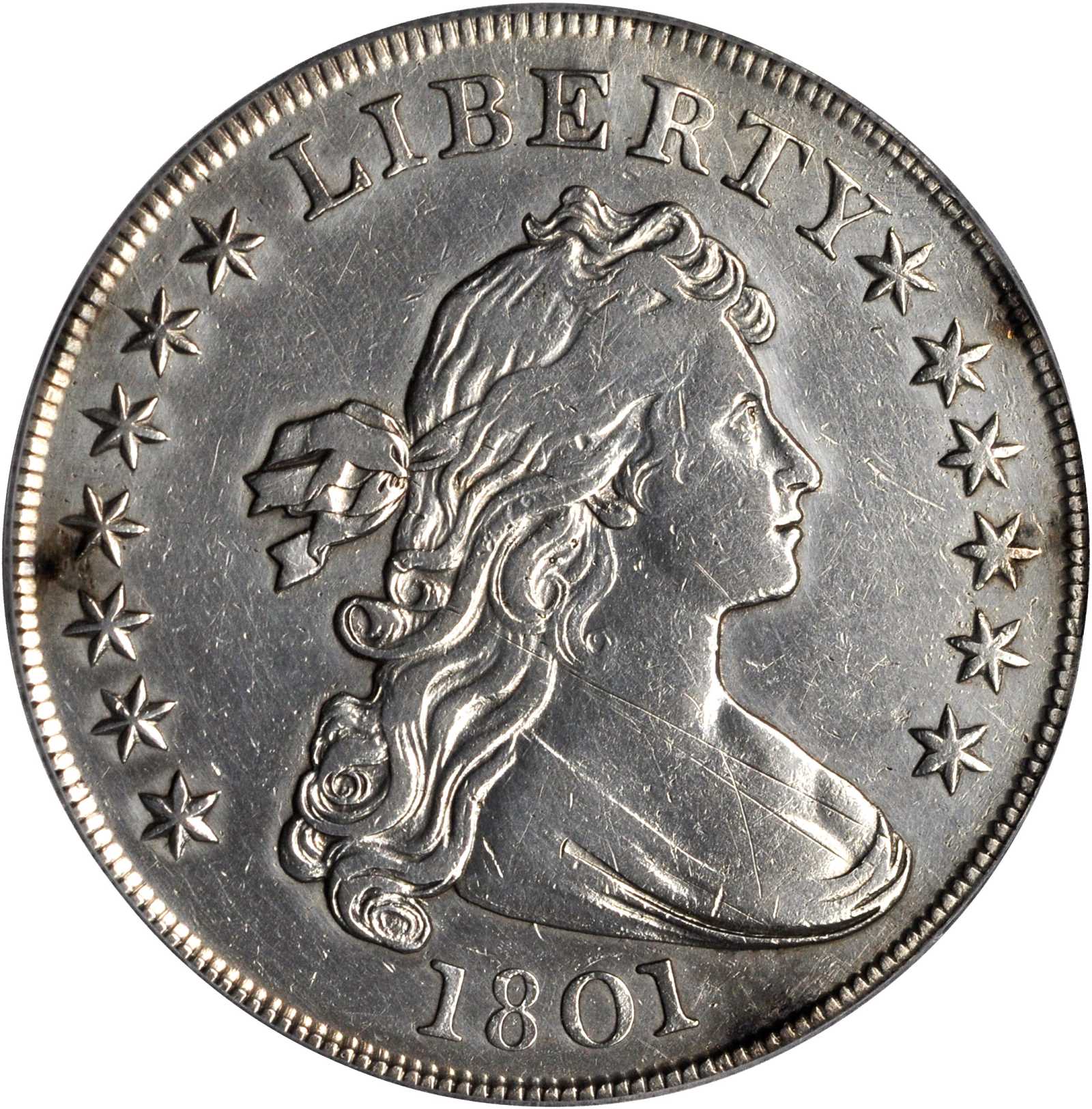 1801 Draped Bust Silver Dollar. BB-213, B-3. Rarity-3. EF Details--Repaired (PCGS).