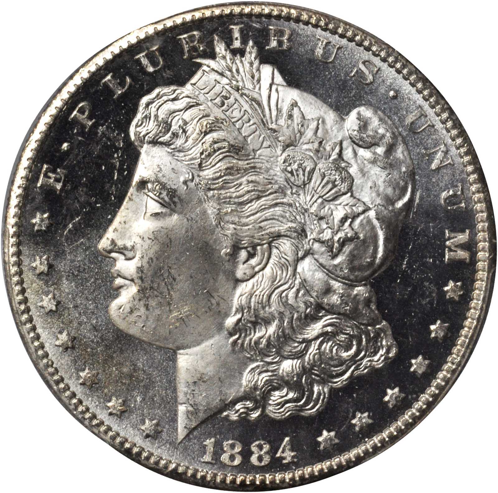 1884-CC Morgan Silver Dollar. MS-65 PL (PCGS). Gold Shield Holder.
