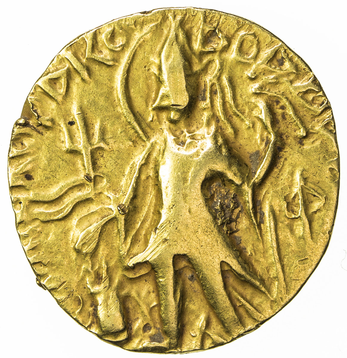 India - Ancient，KUSHAN: Vasishka, ca. 250-260, AV dinar (7.79g), Mitch-3551/53, crude standing king,