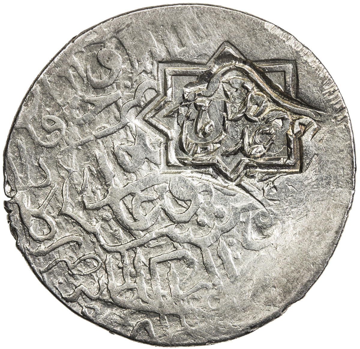 India - Mughal Empire，MUGHAL: Humayun, 1530-1556, AR shahrukhi (4.68g), Kabul, ND, A-B2424, counterm