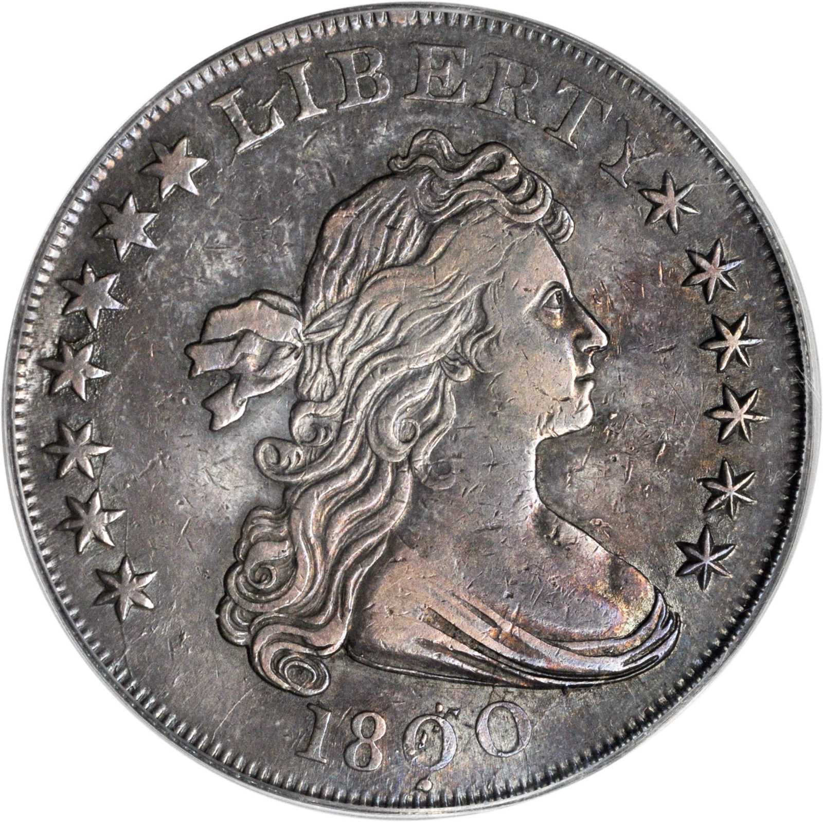 1800 Draped Bust Silver Dollar. BB-194, B-14a. Rarity-3. Dotted Date. EF-40 (PCGS). OGH.