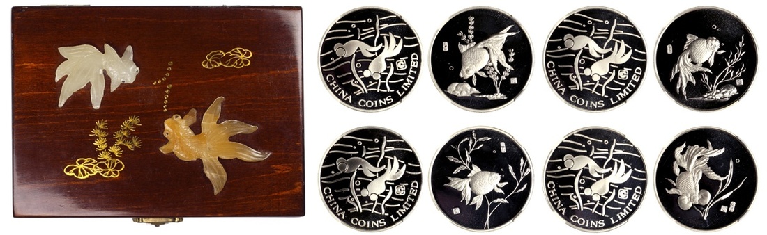 1990年金鱼纪念银章18克全套4枚 NGC PF 68
