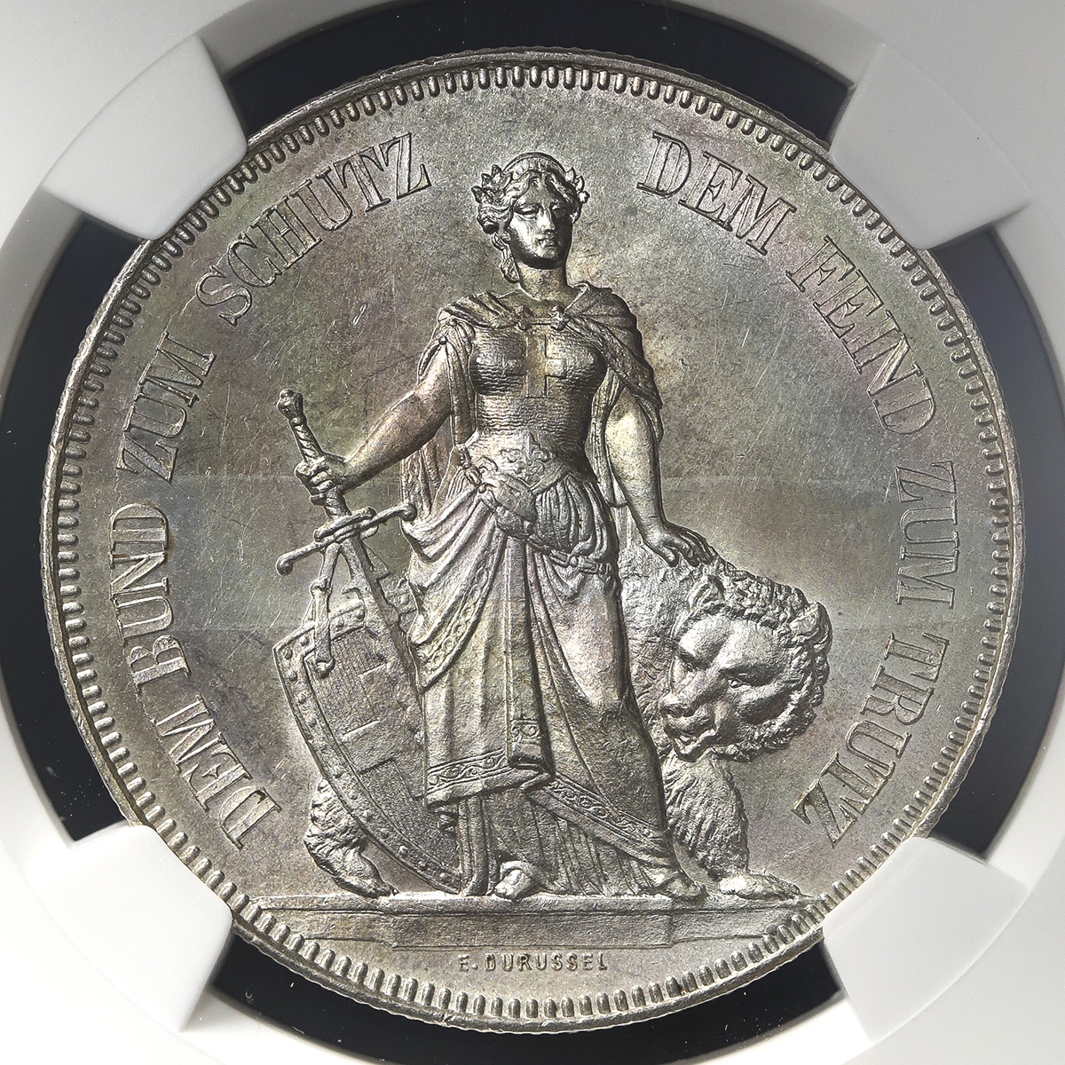 SWITZERLAND Shooting Festival 射击节 5Francs 1885 NGC-MS63 UNC