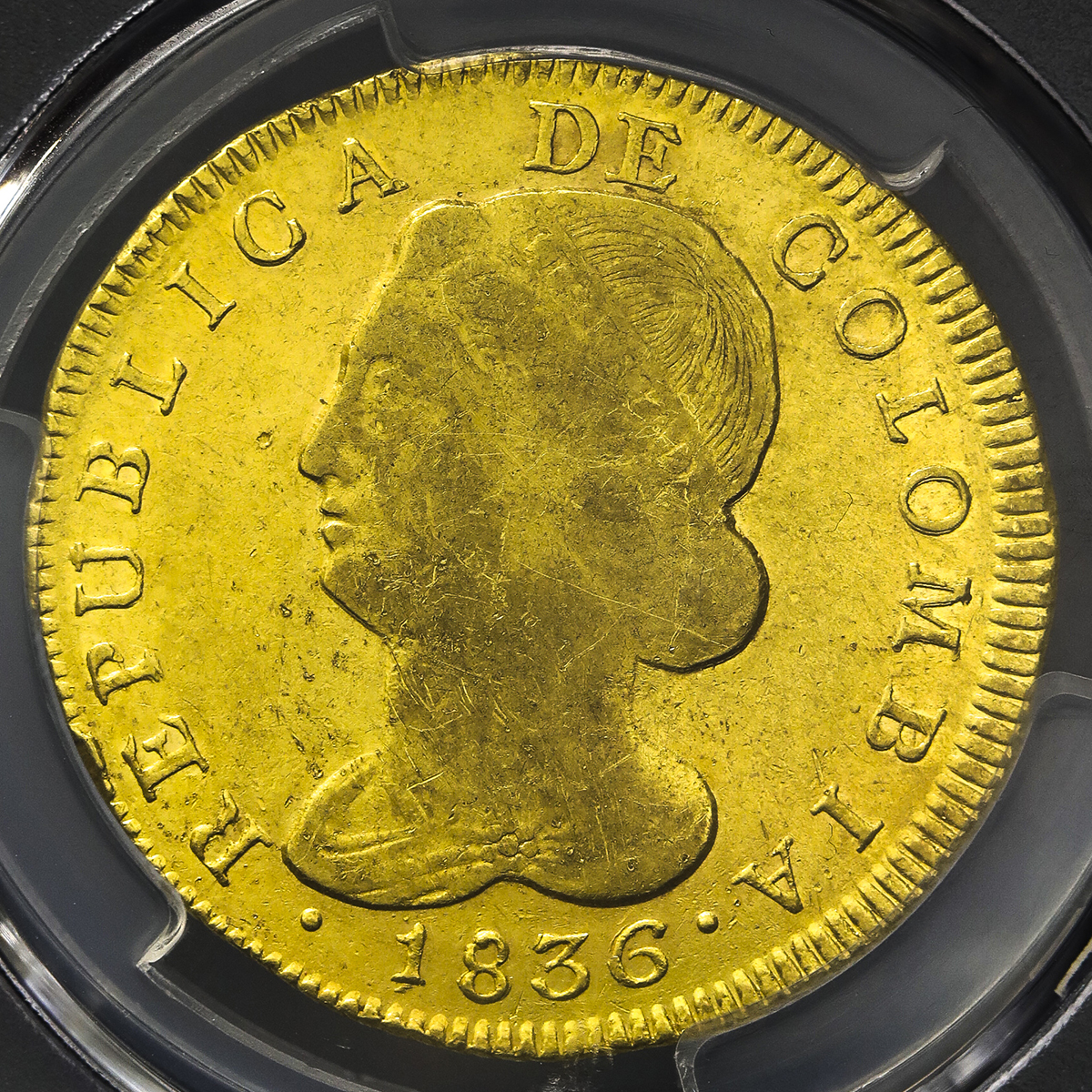 COLOMBIA コロンビア 8Escudos 1836UR PCGS-AU53 -EF