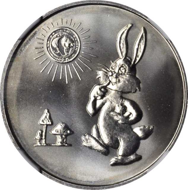 1987年兔年铜镍章 NGC MS 69