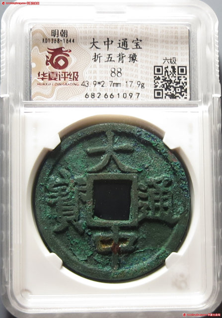 明代大中通宝折五背豫 华夏 古 XF88